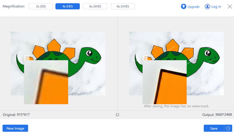 Avaide Image Upscaler-Schnittstelle