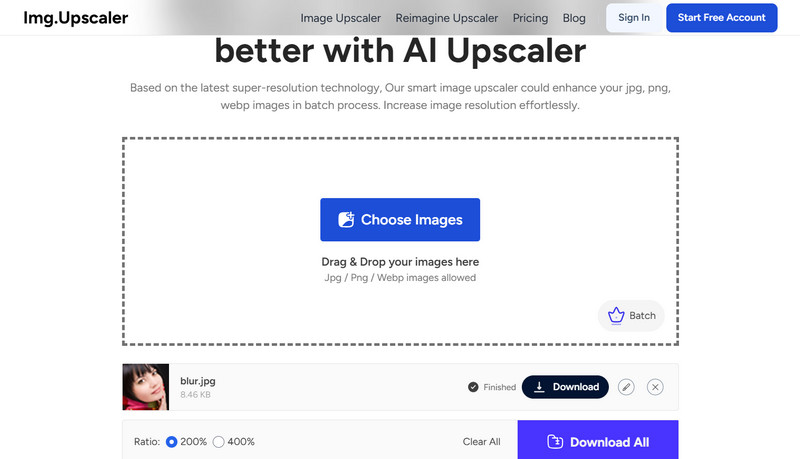 Img Upscaler-Schnittstelle
