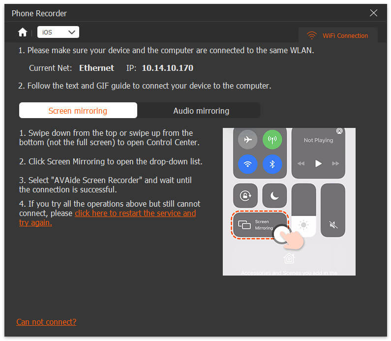 AVAide Selezione del mirroring audio