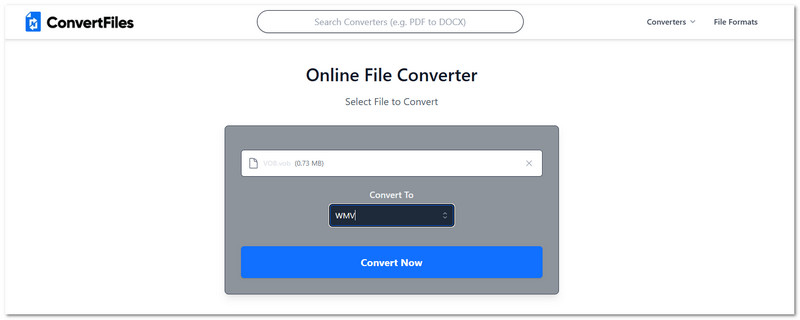 Convertitore online da Vob a WMV di Convertfiles