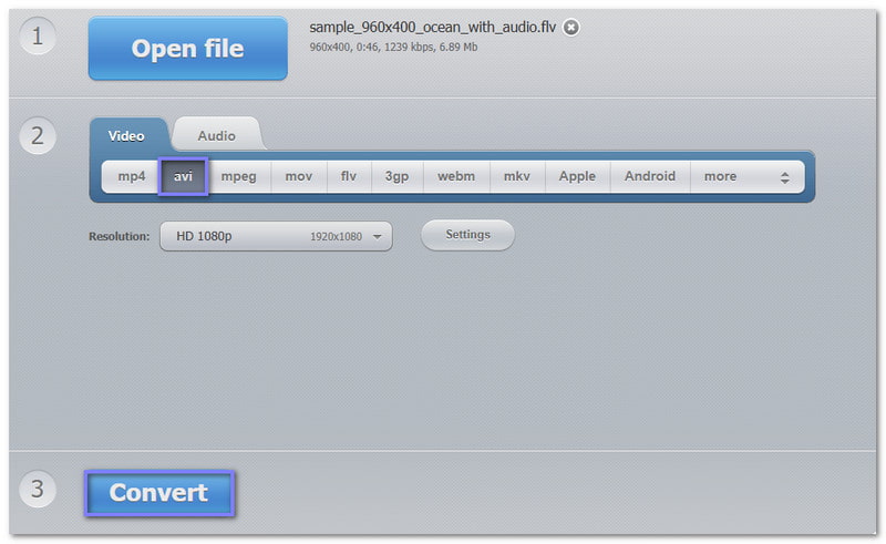 Convertitore video online, cambia FLV in AVI gratuitamente online