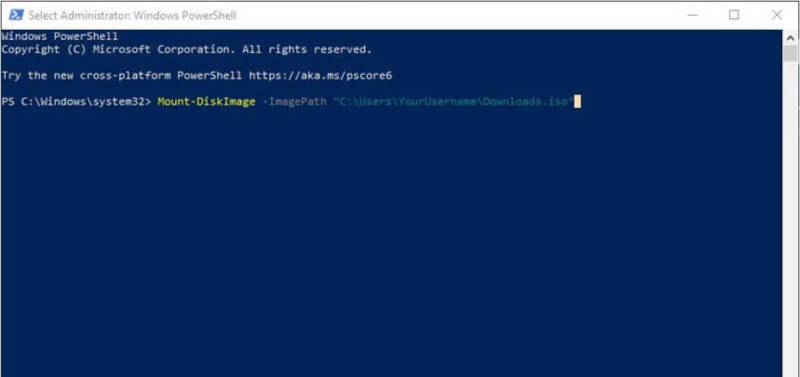 Mounten Sie eine ISO-Windows-Powershell