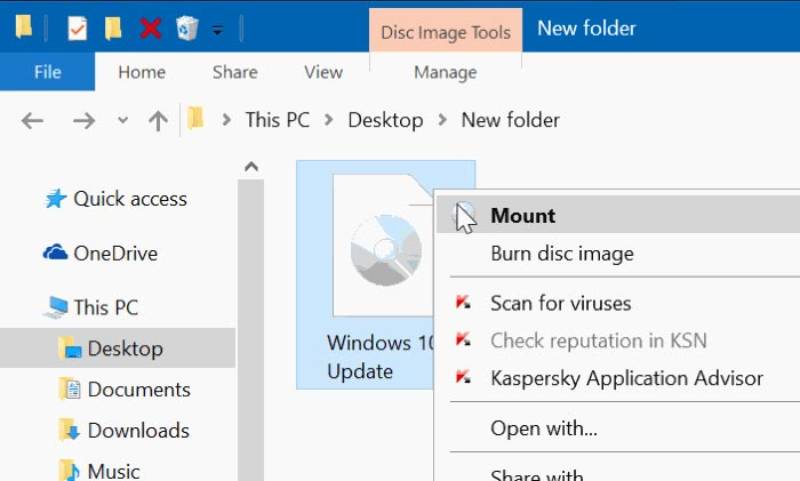 Mounten Sie das Disc-Image unter Windows