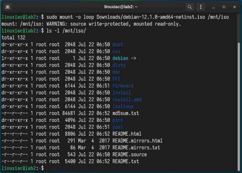 Mount Iso Linux-Terminal