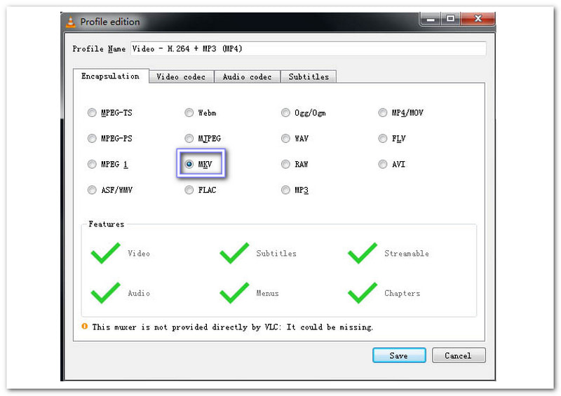 VLCメディアプレーヤーでAVIをMKVに変換
