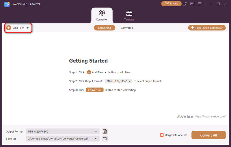 Aggiungi file MP4 ad Avaide