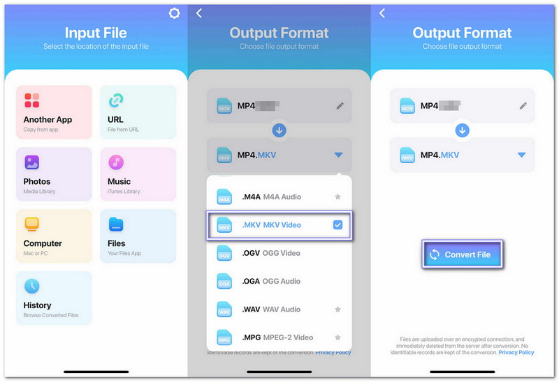 iPhoneでMP4をMKVに変換するビデオコンバータ