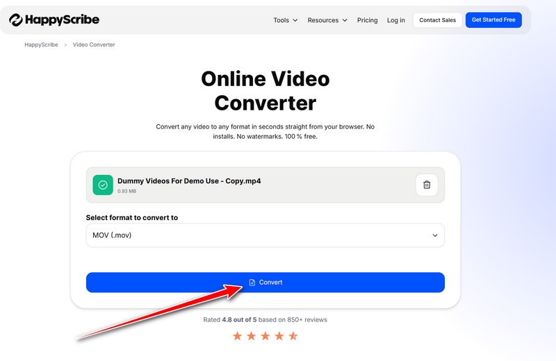 Converti MOV Happyscribe