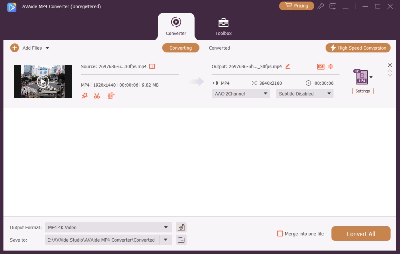 ابدأ التحويل إلى MP4