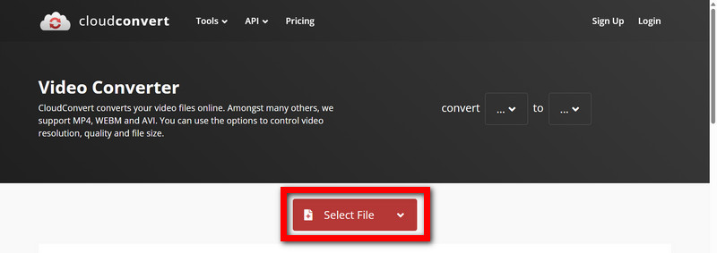 Cloudconvert Seleziona file