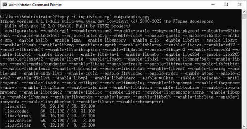 Riga di comando di input FFmpeg