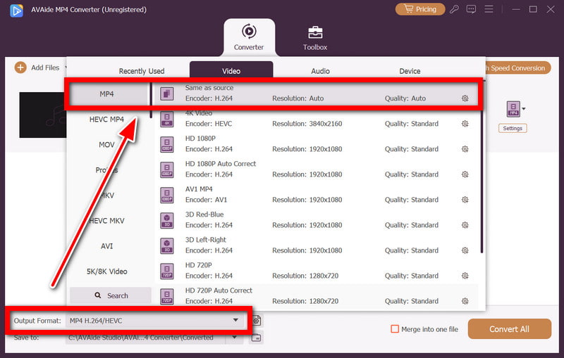 Formato di output MPfour