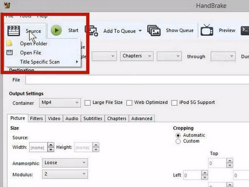 Codificación de inicio de código abierto de Handbrake