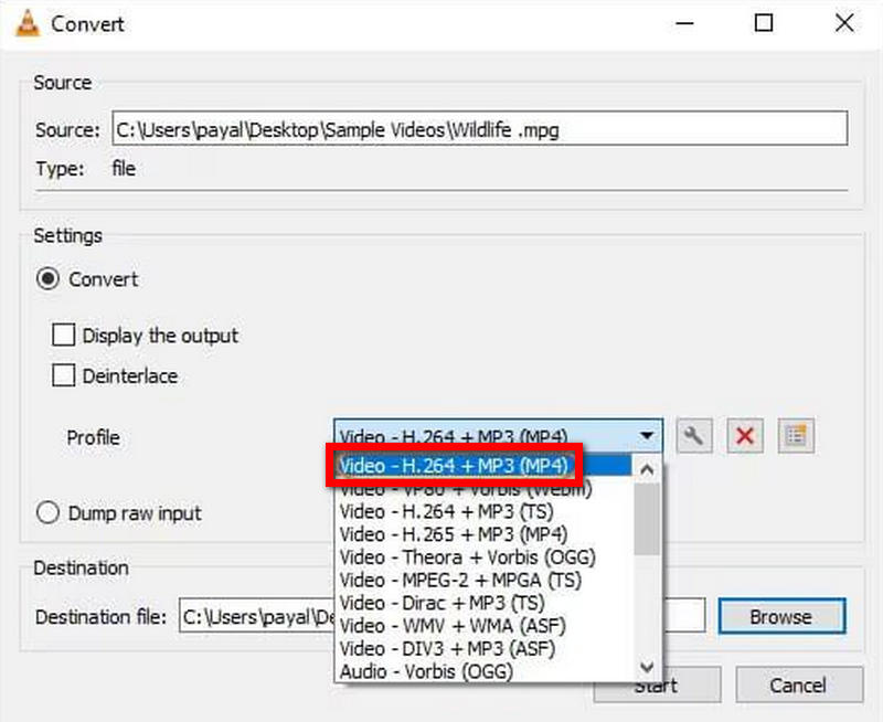 MPG a MP4 VLC
