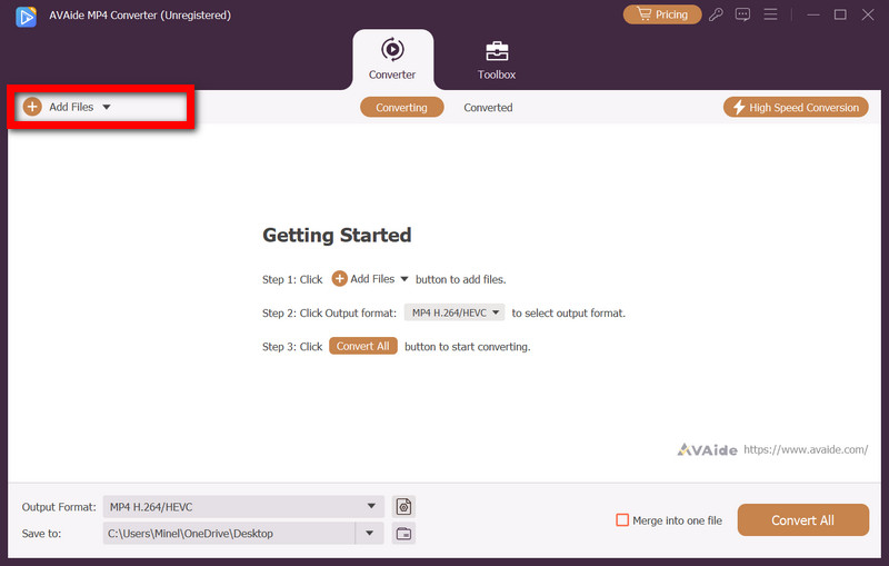 Pulsante Aggiungi file Avaide