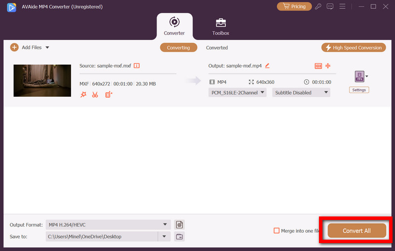 Pulsante Converti tutto