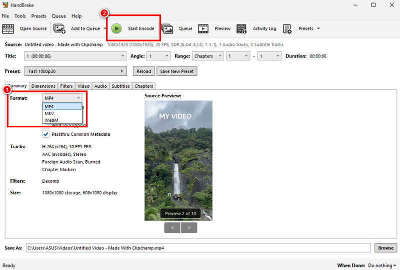 Convertire Vob in Mp4 Handbrake