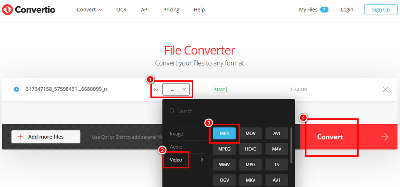 Convertire Vob in Mp4 Convertio