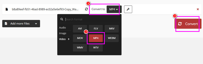 Konvertieren Sie WTV in MP4Cloudconvert