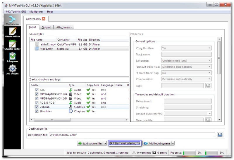 MKVtoolnix Converti Divx in MKV