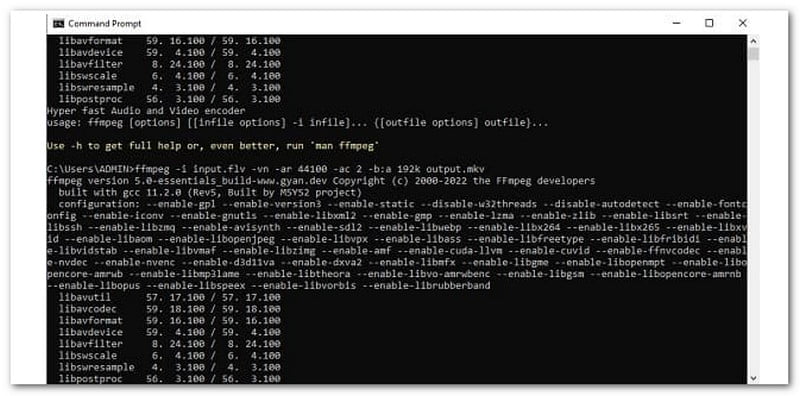Ffmpeg converte FLV in MKV