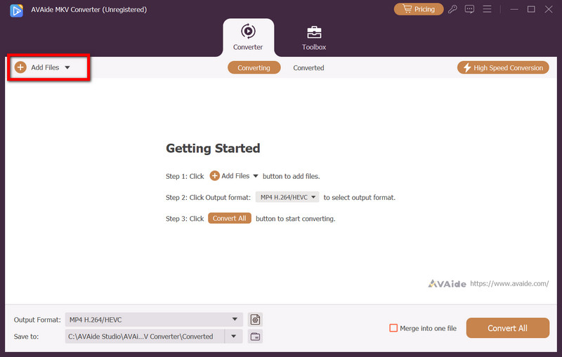 Aggiungi file Avaide