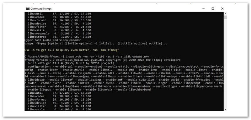 Ffmpeg converte Vob in MKV