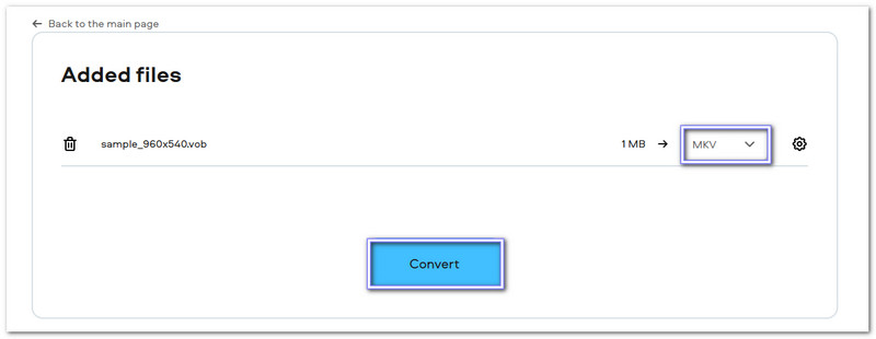 Movavi converte Vob in MKV