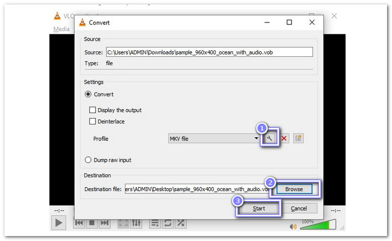 VLC converte Vob in MKV