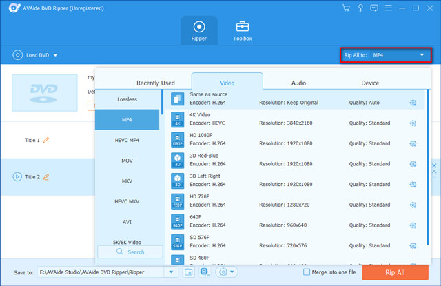 Select Output Format