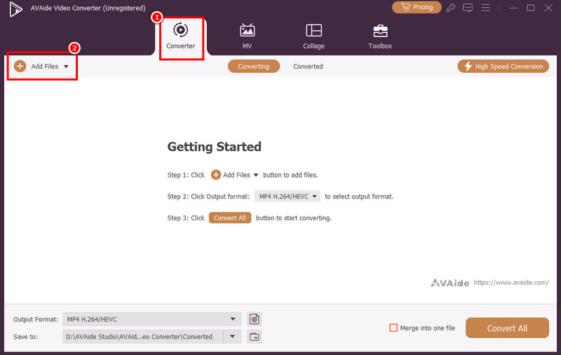 Funzione convertitore Aggiungi file Avaide