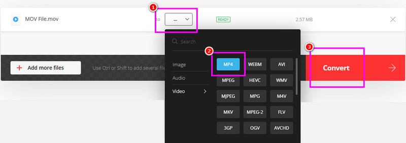 Formato video MP4 Converti Convertio