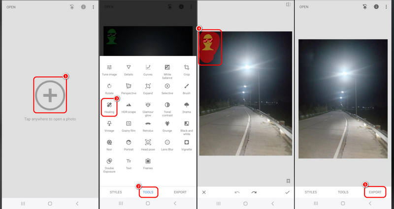 Android Snapseedを使って絵文字を削除する