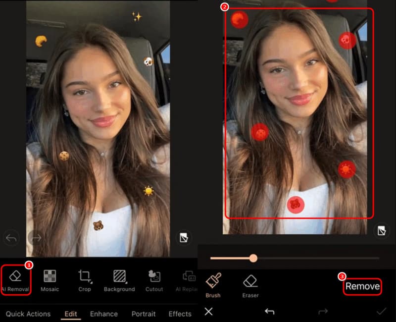 iPhoneのPhotodirectorを使って絵文字を削除する