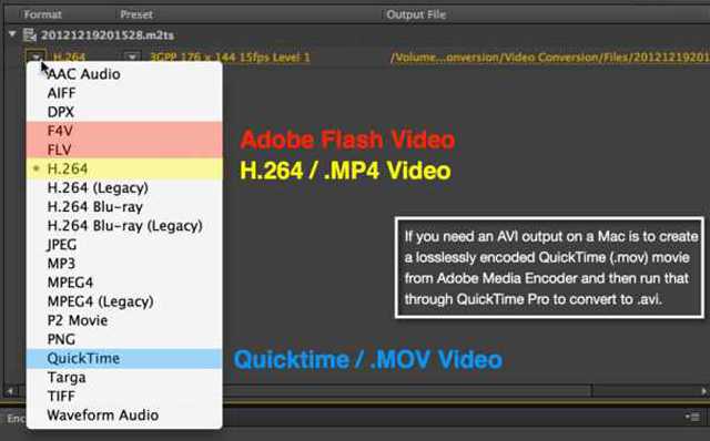Adobe Media Encoder Formatı