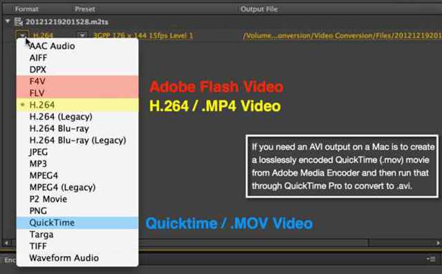 Định dạng Adobe Media Encoder