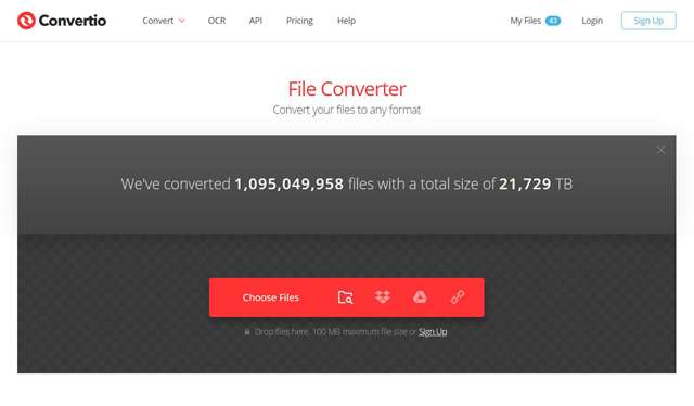 Choose the Desired Files Convertio