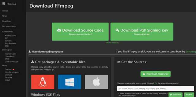 下载适用于 Windows MAC Linux 的 FFmpeg