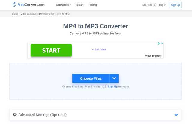 FreeConvert Convertidor de MP4 a MP3 en línea gratuito