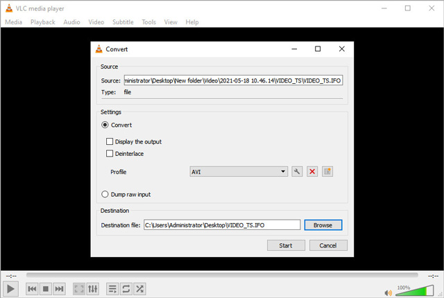 VLC DVD to AVI Convert