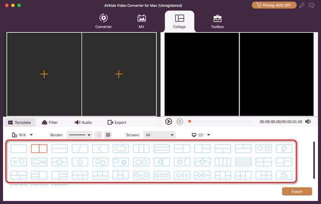 Collage-Vorlage für Mac auswählen