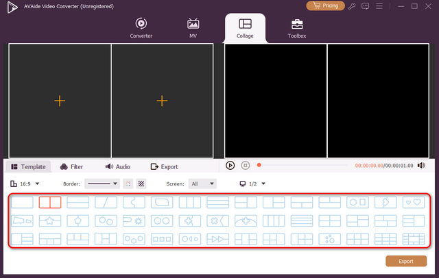 Wählen Sie eine Videocollage-Vorlage