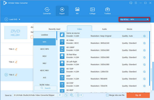 Select Output Format Ripper